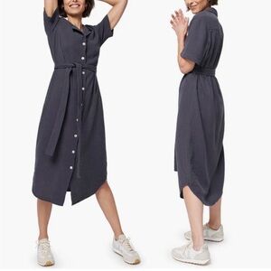 Faherty Nolita Organic Dream Cotton Gauze Maxi Button Front Dress XS Gray
